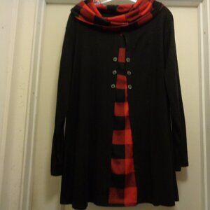 LUMBERJACK  CABINCORE RED & BLACK COWL SOLID PLUS PLAID BIG SHIRT OR DRESS 3X